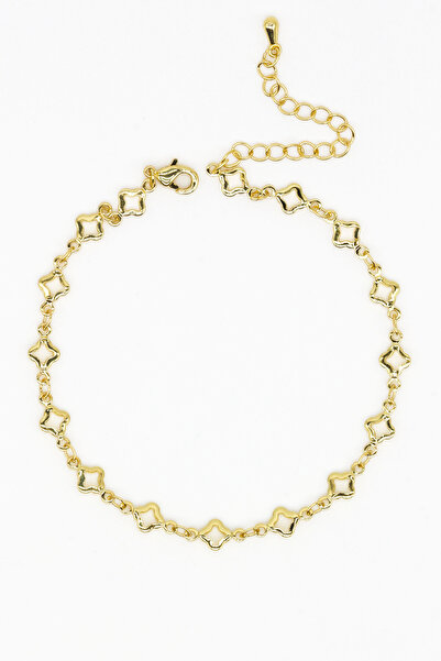 Nearsis Gold Framed Clover Chain Anklet