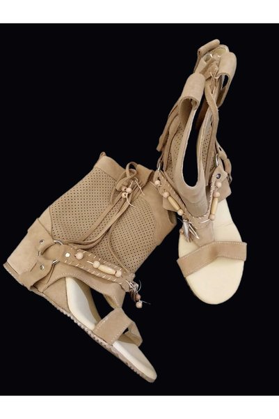 MaisonStanbul Hidden Heel Genuine Suede Sandals