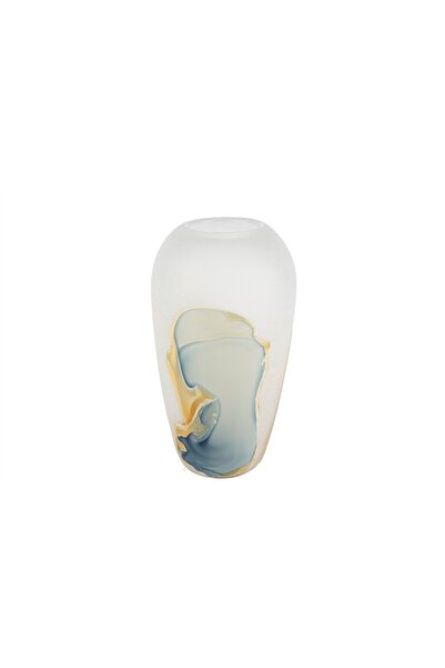 Mikasa Moor Frosted Glass Turquoise Motif Vase 22X37Cm
