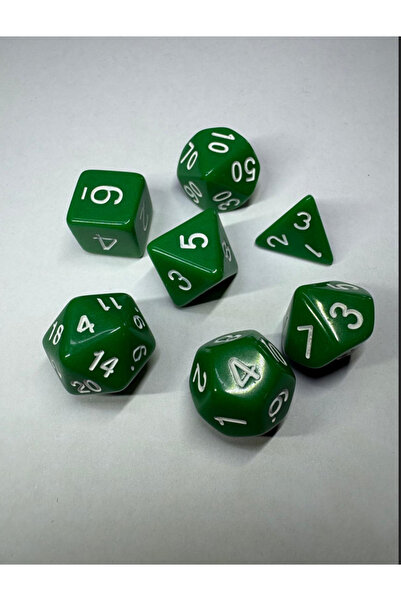 zerzembe DND EPOKSİ Frp Zar Seti 7li Set Dnd Zarı Dungeons And Dragons Masaüstü Oyun Zarı YESİL