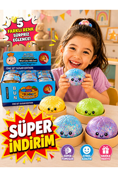 DEVU Sürpriz Renk Simli Çin Mantısı Squishy Oyuncak – Yumuşak Sık-Bırak Stres...