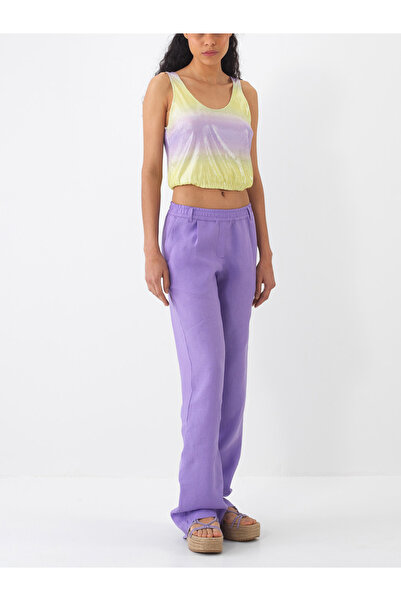 Xint Kadın Lila %100 Keten Regular Fit Pantolon