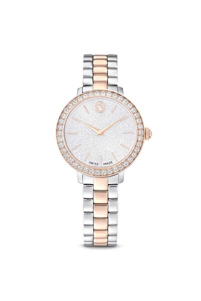 Swarovski Matrix 3-link Saat, İsviçre Üretimi, Metal bileklik, Gümüş Rengi, P...