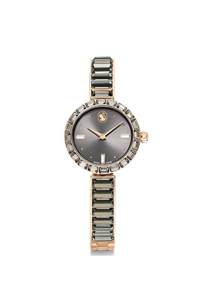 Swarovski Matrix Bangle Saat, Isviçre Üretimi, Kristal Bileklik, Gri, Pembe A...