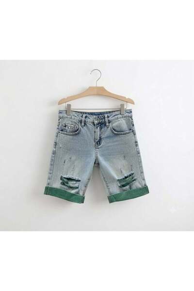 Hilal Akıncı Kids Girl's Ripped Detailed Pocketed Denim Shorts