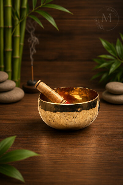 Morey El Dövmesi Pirinç Yoga Çanı Tibet Çanağı - Singing Bowl 20 Cm