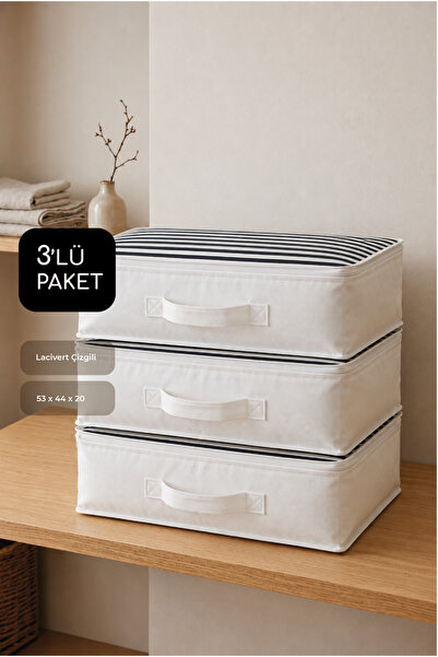 Vedsey Home Organizer Set de 3 organizatoare pilota cu dungi bleumarin 53x44x20