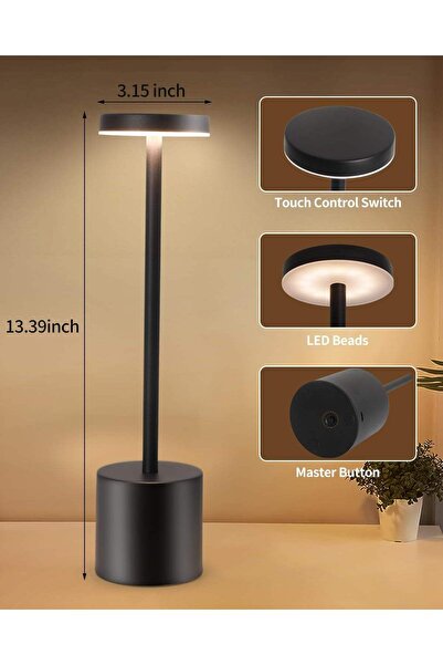 Choice black AITHEA LED Cordless Touch Cordless Touch Table Lamps Rechargeabl...