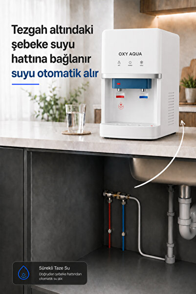 OXYAQUA Tezgah Üstü Sıcak Soğuk Su Çıkışlı Arıtmalı Su Sebili