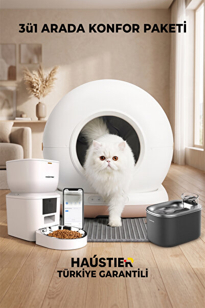 Haustier Akıllı Wifi Uygulamalı Otomatik Kedi Tuvaleti, Akıllı Mama Kabı, Ked...