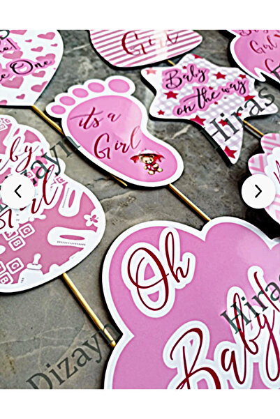 Hiras Dizayn 10-Piece Pink Baby Girl Gender Reveal Balloon Cupcake Cake Tooth...