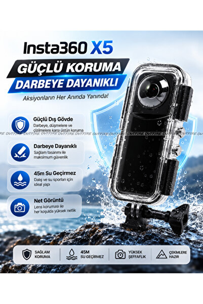 outfire Insta360 X5 Aksiyon Kamerası için 45M Su Geçirmez Kılıf, Koruyucu Sua...