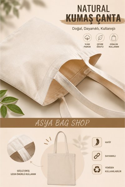 Butik Unprinted Raw Cloth Bag 100% Cotton |   35X40Cm |   140 G/M² |   Natural Color Punch Bag |   2 Pieces