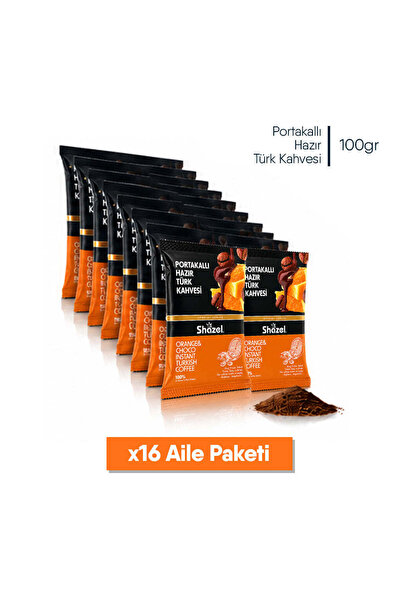 Shazel Portakallı Hazır Türk Kahvesi 100gr (100g X 16 Adet)