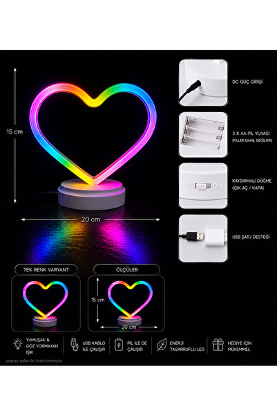 Işık kasabası USB LED Neon Işık Tek Boynuzlu Unicorn At Aşk Gece Lambası Tabe...
