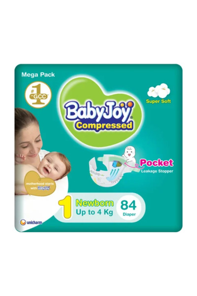 BabyJoy 2X Compressed Diamond Pad Diaper, Size 1, Newborn, 0-4 Kg, Mega Pack,...