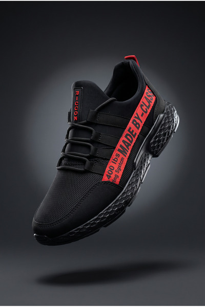 Riccon Siyah Kırmızı Erkek Cilt Sneaker 0012santo