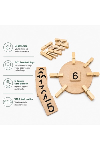 Montessori Gemisi Montessori Wooden Peg Number Board |   Number Matching and ...