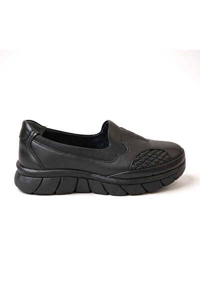ayaktrendi Women's Leather Comfort Shoes 4217 - Black - 41