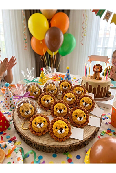 Genel Markalar Amigurumi örgü el yapımı 10’lu aslan doğum günü hediyelik anah...