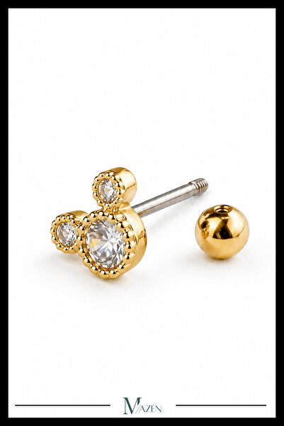 MAZEN Paslanmaz Kararmaz Cerrahi Çelik Mickey Tragus, Kıkırdak Helix 8mm Pier...
