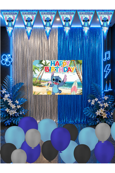 snowparty Stich Stitch Lilo and Stiç Banner Birthday Party Decoration Set