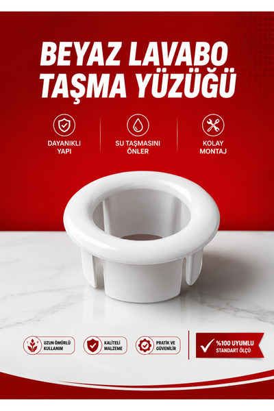 By mag İz Yapı Beyaz Lavabo Taşma Yüzüğü A Tipi