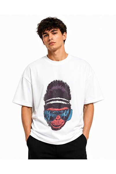 Inscriptie Ουνισέξ Βαμβακερό T-shirt Υψηλής Ποιότητας  "Σχέδιο μαλλιών γορίλα "