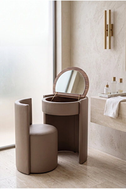 AY CONCEPT Elegance Aynalı Makyaj Aynası Masası ve Berjer