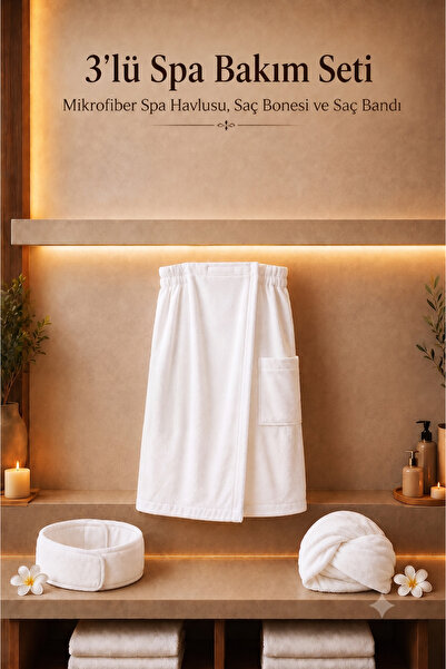 AXXO White 3-Piece Spa Care Set - Microfiber Terry (Towel Textured) Spa Towel...