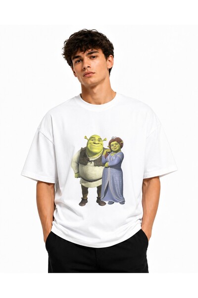 Inscriptie Unisex Βαμβακερό T-Shirt Υψηλής Ποιότητας  "Σρεκ και Φιόνα "