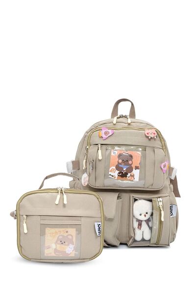 Wia Kawaii Korean Style Primary School and Lunch Box with Teddy Bear