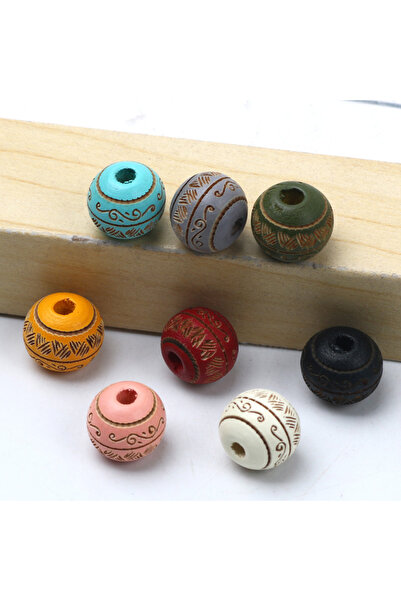 Choice 10mm 10pcs Random mix Natural Wood Beads 10mm Loose Colored Wooden Bea...