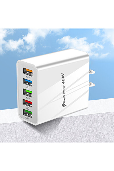 Choice شاحن USB أبيض أمريكي بقوة 48 واط، شحن سريع بتقنية QC 3.0، محول شاحن جد...