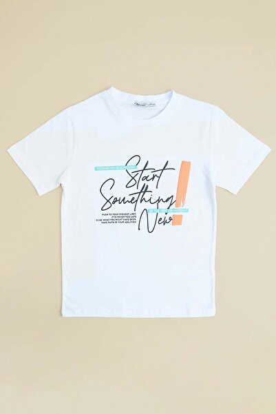 Fulla Moda Text Printed Crew Neck Boy's T-Shirt