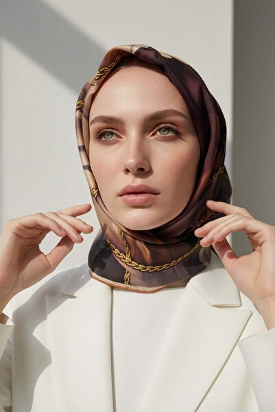 Vissona % 57 İPEK % 43 VİSKON Twill İpek Çiçek Geometrik Desenli Taba Renkli ...