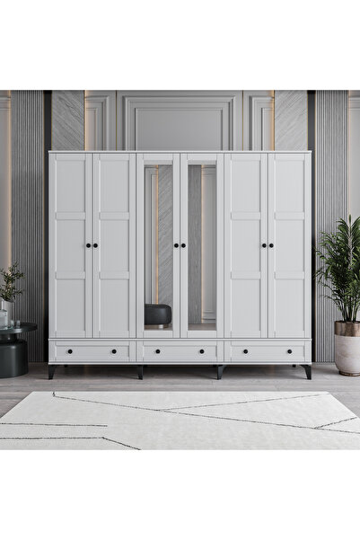 MONZIO Karin 6 Kapaklı Çekmeceli Gardırop %100 MDF