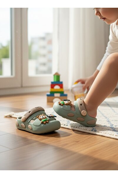 MİNAHOBİ Sevimli Figürlü Ortopedik Tabanlı Çocuk Sandalet & Terlik-Kaymaz Tab...