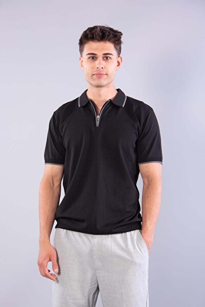 Mckanzie 103 Polo Shirt with Zipper on the Sleeves and Striped on the Collar