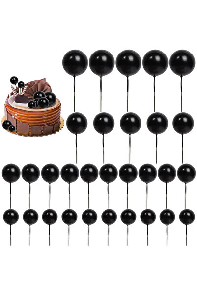 Choice black 30PCS Balls Cake Topper DIYCake Insert Toppers Ball Cupcake Topp...