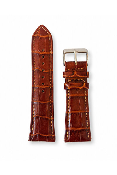 Leather Class Taba Krokodil (Kroko) Desenli Hakiki Deri Saat Kayışı / Kordonu...