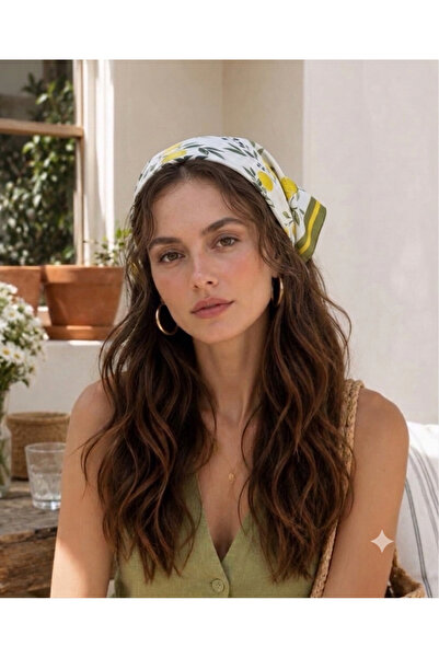 TREND DOKUNUŞ 50-50 SATEN KADIN LİMONLU FULAR BANDANA