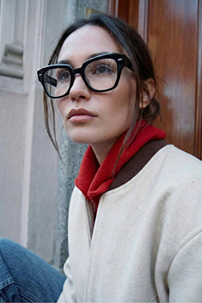Chunky Frame Ogi Women's Black Framed Geometric Blue Block Blue Light Protect...