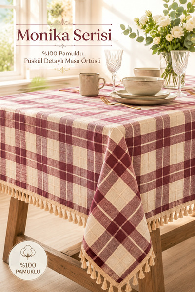 Morlay Monika Series |   Vintage Bohemian Tasseled Tablecloth - Authentic 100...