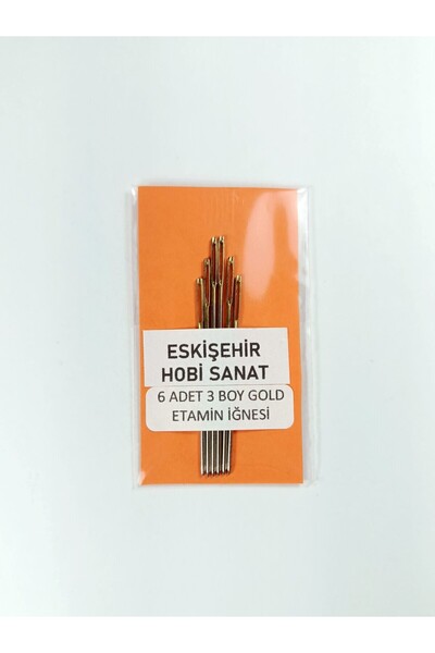 Eskişehir hobi sanat 6 τεμάχια 3 μεγεθών χρυσή βελόνα έταμιν Βελόνα ταπετσαρί...