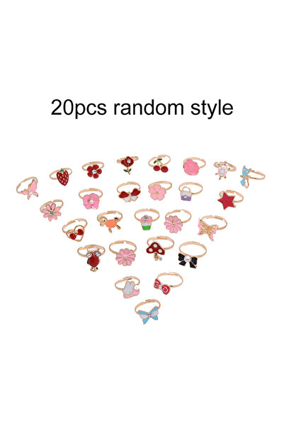 Choice 20PCS random 10/20PCS Girls Adjustable Rings Cute Children Pretend Pla...