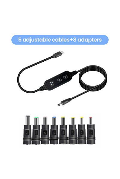 choice2 cable 8 Adapter Type C To DC Fifth Gear Adjustable Power Boost Line W...