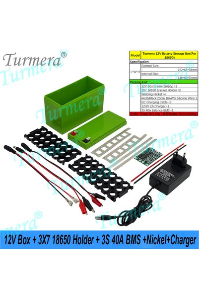 Choice صندوق بطاريات تورميرا R104-CDKKTZ-Green DIY 12V، حامل بطاريات 18650 3x...