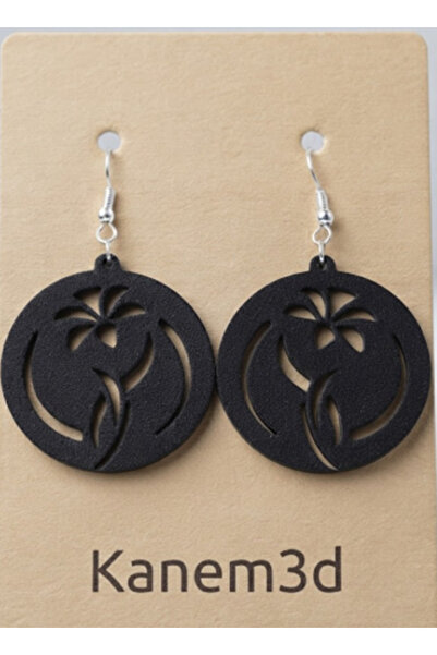 Kanem3D Black Tulip Earrings - Women's Minimalist & Lightweight Design Earrings