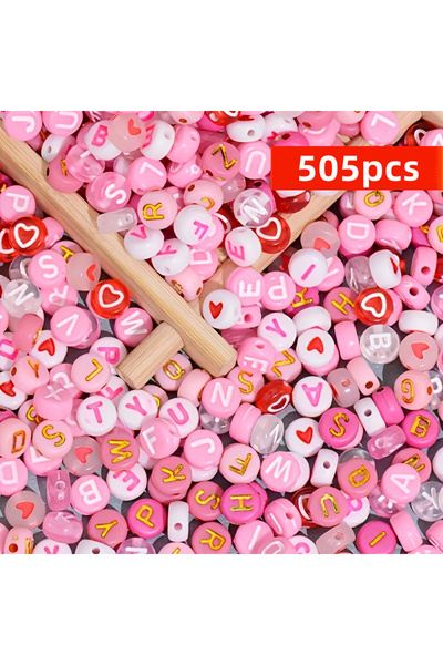 Choice1 Red-Pink-505pcs 505/205pcs 7mm Pink Red Beads, Heart-Shaped Beads, Le...